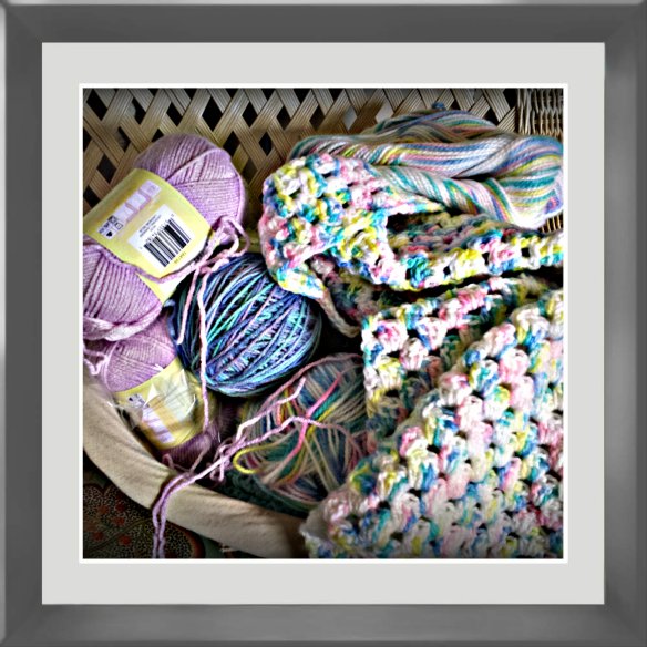 My crochet basket usually has 2-3 ongoing items in it.